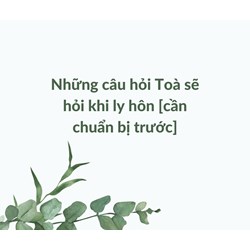 Những câu hỏi Toà sẽ hỏi khi ly hôn cần chuẩn bị trước